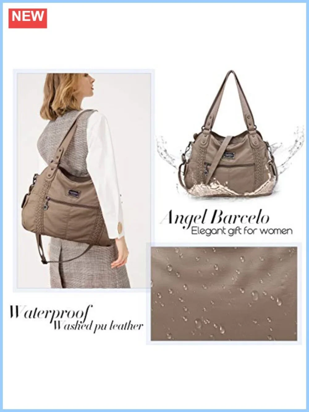 Soft PU Leather Hobo Shoulder Bag Large Crossbody Tote Purse